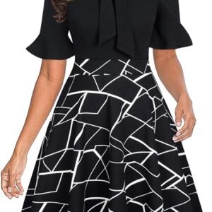 Women Summer Floral Ruffle Sleeve Wear to Work Church Wedding Guest Party Dresses