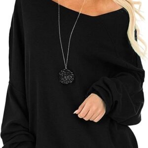 Women's Long Sexy Long Sleeve Angled Shoulder Sweatshirt Top