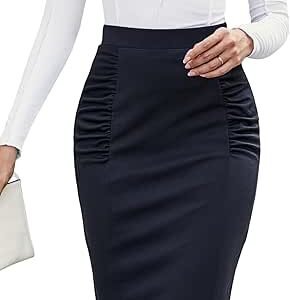 Ranphee Women's Chic and Elegant Pencil Skirt High Waist Summer Business Casual Work